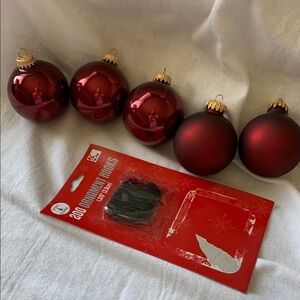 Holiday Time Red and Purple Christmas Ornaments with Hooks. 26 purple and 5 red